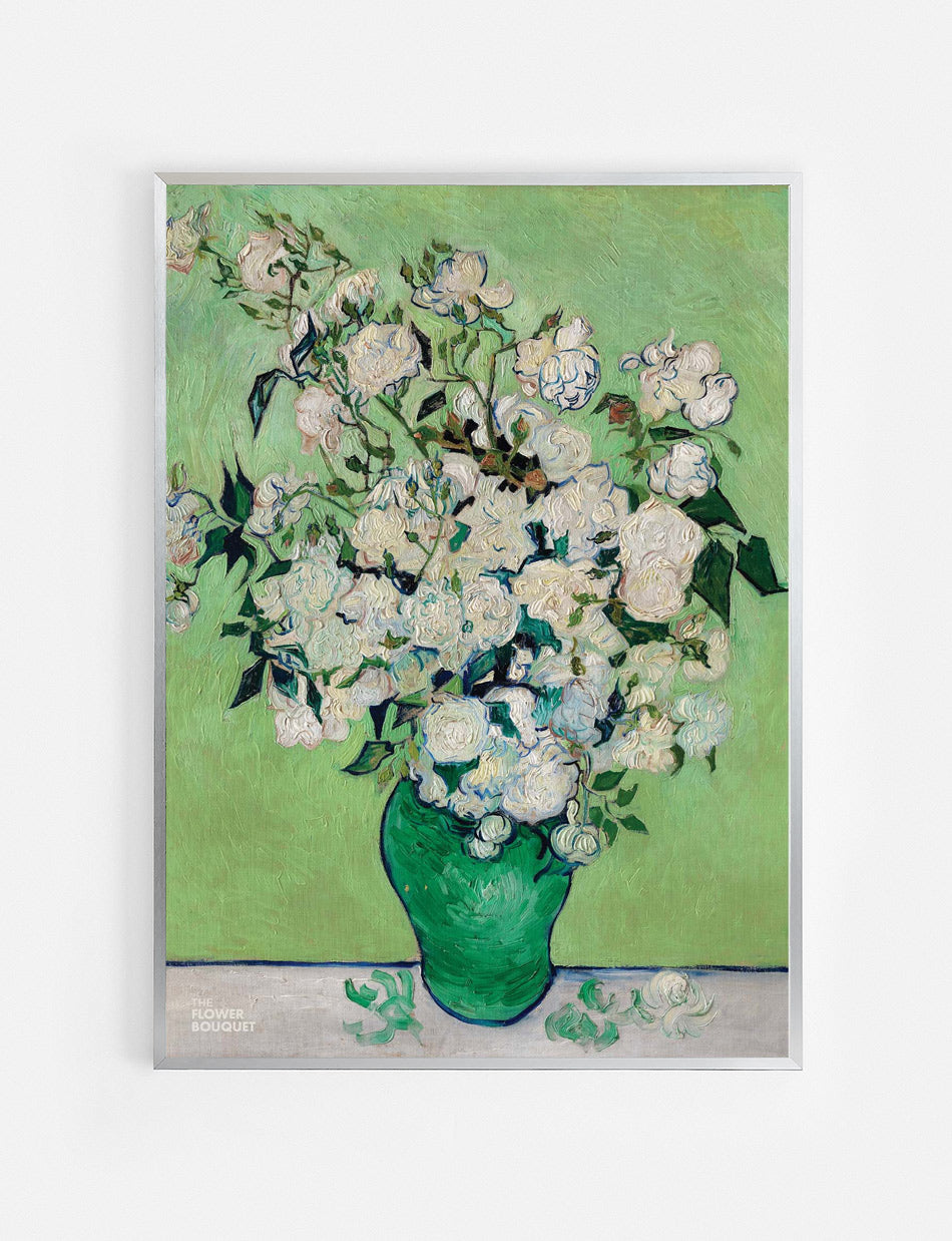 Green Floral pot Poster