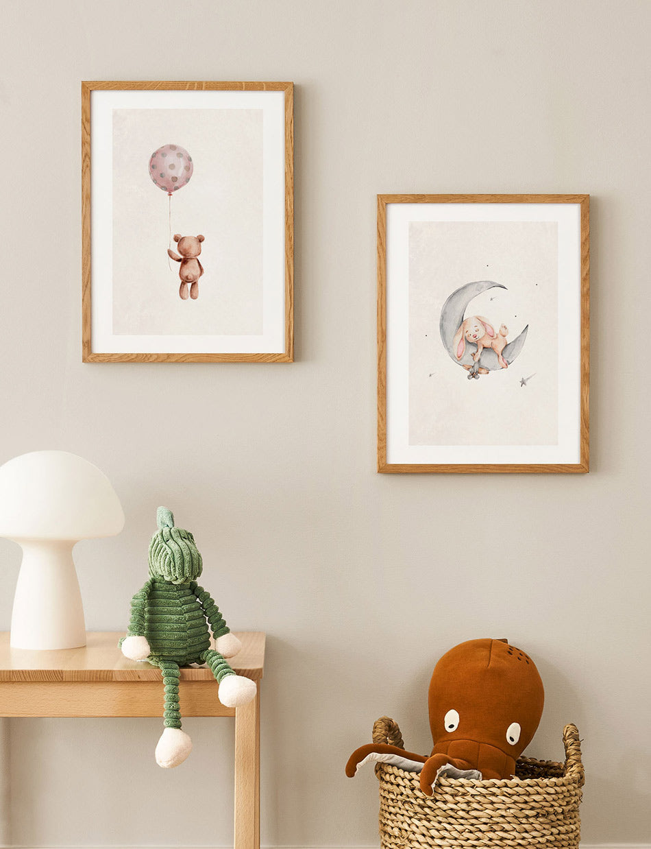 Bunny Sleeping Moon Poster